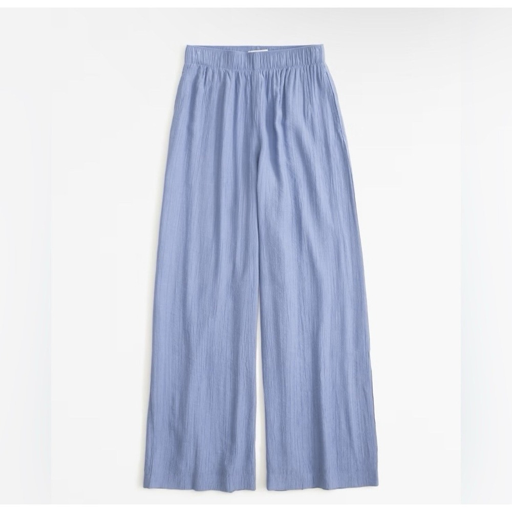 Abercrombie & Fitch Crinkle Textured Pull-On Blue Ultra High Ultra Wide Pants 3X - Picture 6 of 6